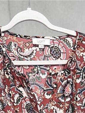 LOFT Rust Paisley Midi Dress Size L